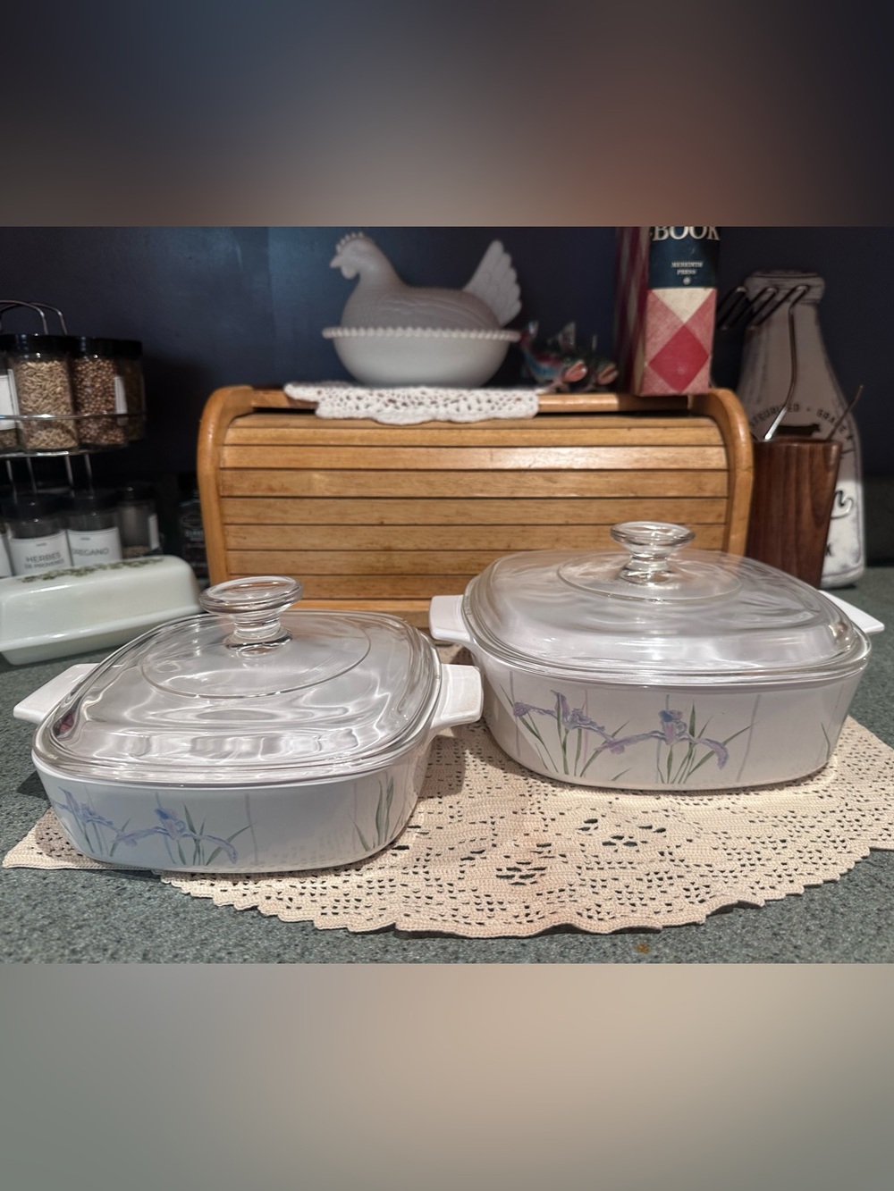 Vintage “Shadow Iris” Corningwear Dishes Set of 2
